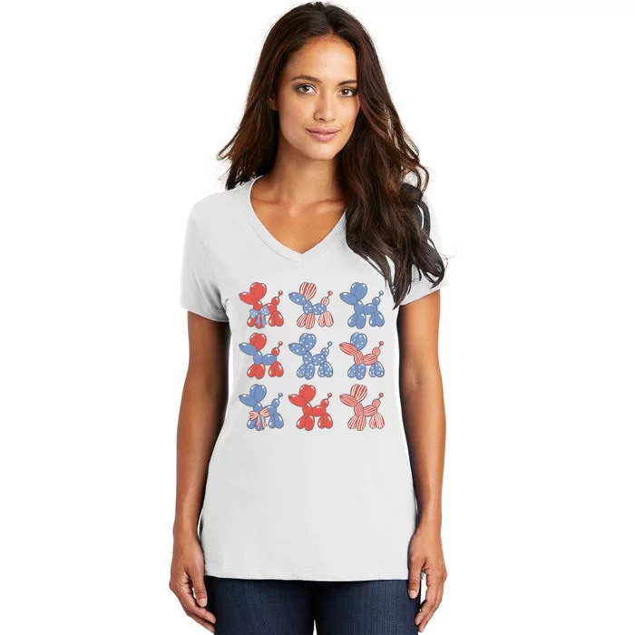 4th Of July Dog Lover Independence Day Women's V-Neck T-Shirt