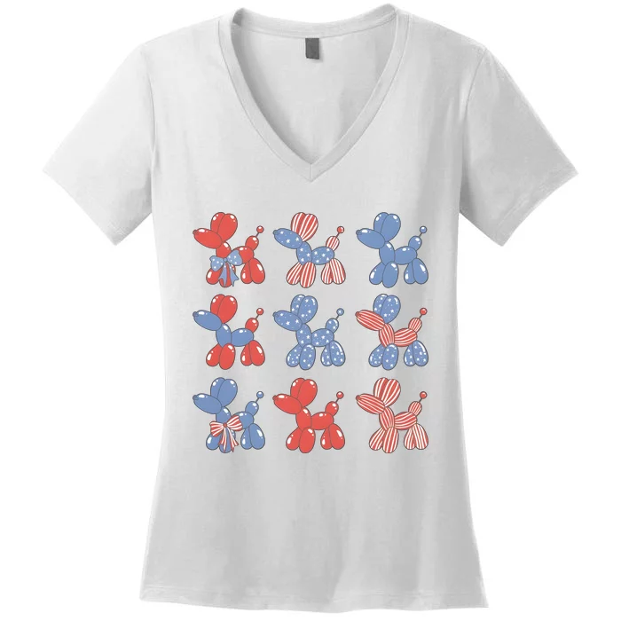 4th Of July Dog Lover Independence Day Women's V-Neck T-Shirt