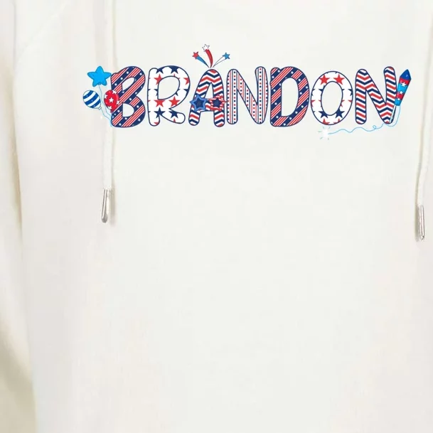 4th Of July Proud Usa Flag Name Brandon Great Gift Womens Funnel Neck Pullover Hood