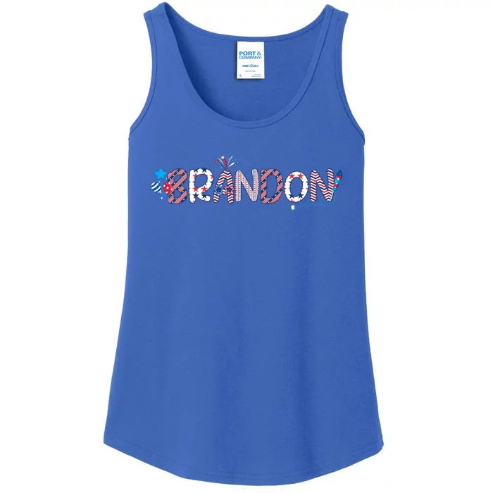 4th Of July Proud Usa Flag Name Brandon Great Gift Ladies Essential Tank