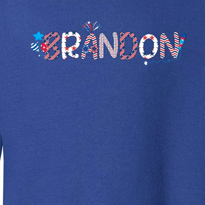 4th Of July Proud Usa Flag Name Brandon Great Gift Toddler Sweatshirt