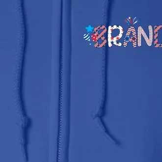 4th Of July Proud Usa Flag Name Brandon Great Gift Full Zip Hoodie