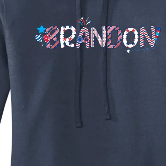 4th Of July Proud Usa Flag Name Brandon Great Gift Women's Pullover Hoodie