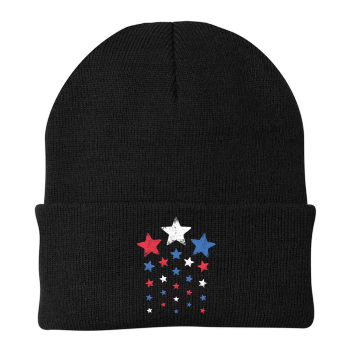 4th of Julys Cute Red White Blue Stars Knit Cap Winter Beanie