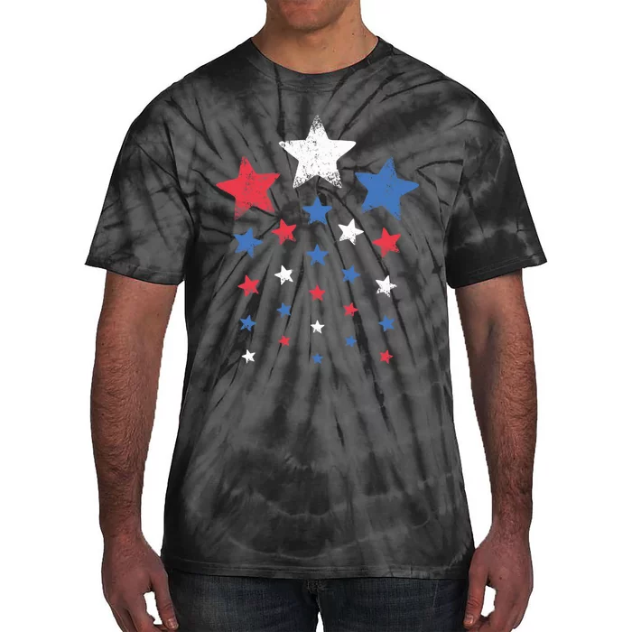 4th of Julys Cute Red White Blue Stars Tie-Dye T-Shirt