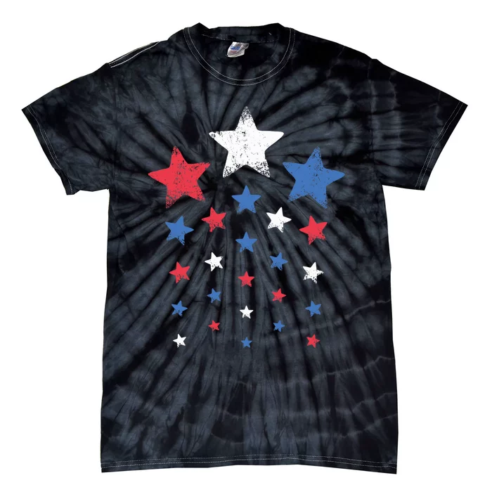 4th of Julys Cute Red White Blue Stars Tie-Dye T-Shirt