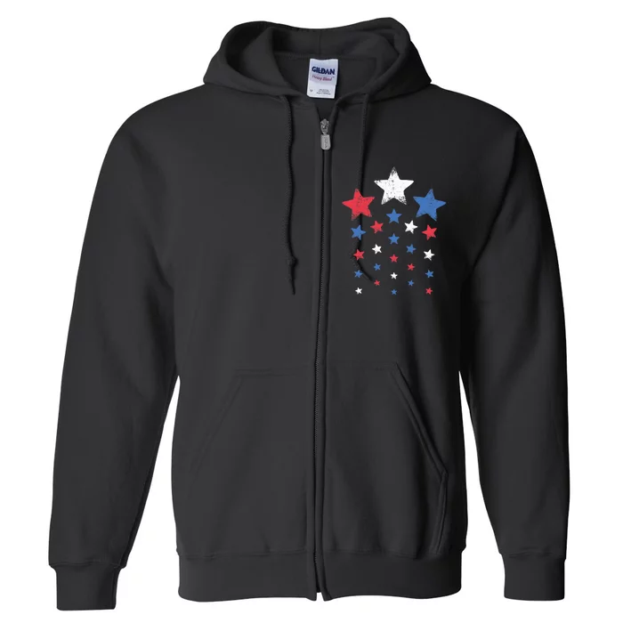 4th of Julys Cute Red White Blue Stars Full Zip Hoodie