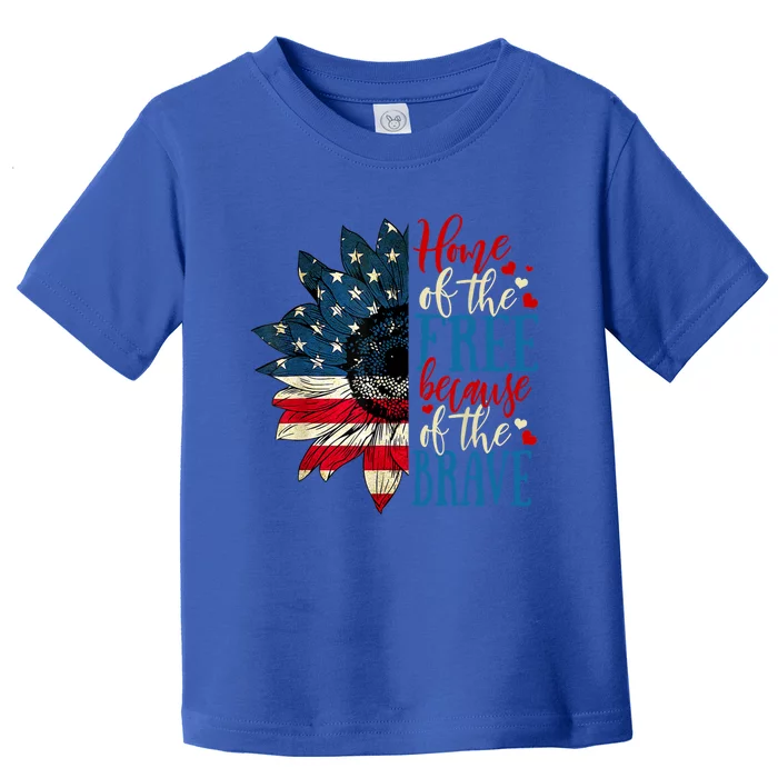 4th Of July Usa Flag Home Of The Free Because Of The Brave Funny Gift Toddler T-Shirt