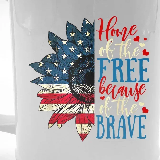 4th Of July Usa Flag Home Of The Free Because Of The Brave Funny Gift Front & Back Beer Stein