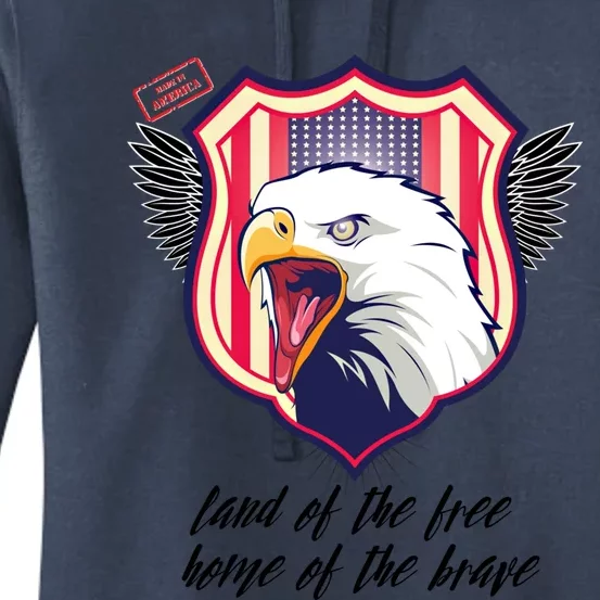 4th Of July Bald Eagle Land Of The Free Home Of The Brave Gift Women's Pullover Hoodie