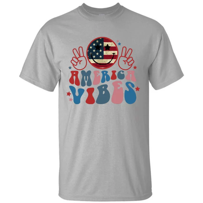 4th Of July Shirt Smile Face Independence Day Tall T-Shirt