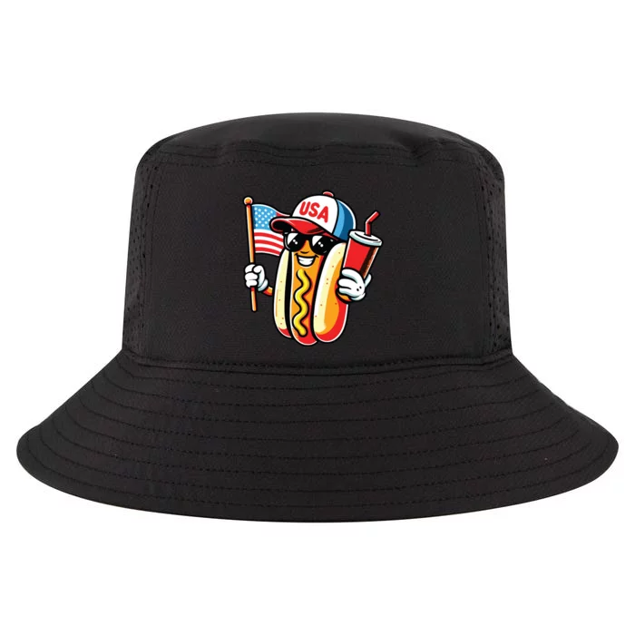 4th Of July Hotdog Sunglasses American Flag Usa Patriotic Cool Comfort Performance Bucket Hat