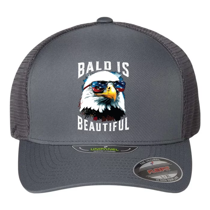 4th Of July Independence Day Bald Eagle Bald Is Beautiful Flexfit Unipanel Trucker Cap