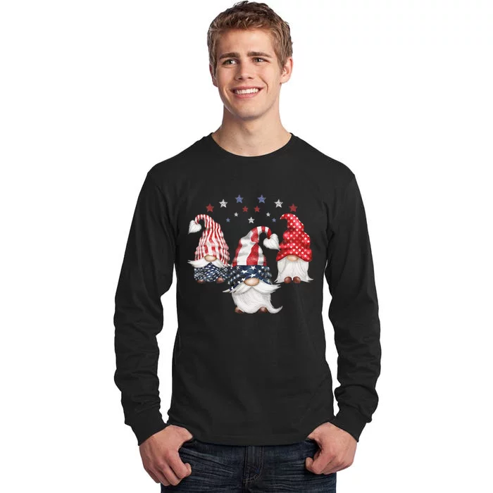 4th Of July Patriotic Gnomes Funny Cute American Usa Flag Tall Long Sleeve T-Shirt