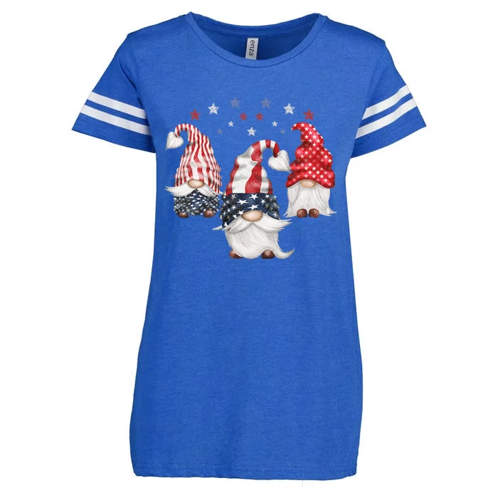 4th Of July Patriotic Gnomes Funny Cute American Usa Flag Enza Ladies Jersey Football T-Shirt