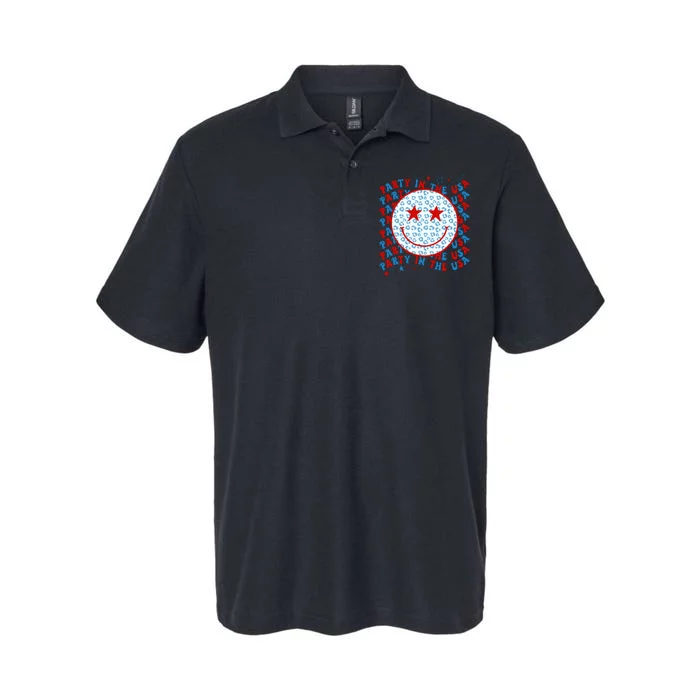 4th Of July Women Men Party In The USA Smiley Face Softstyle Adult Sport Polo