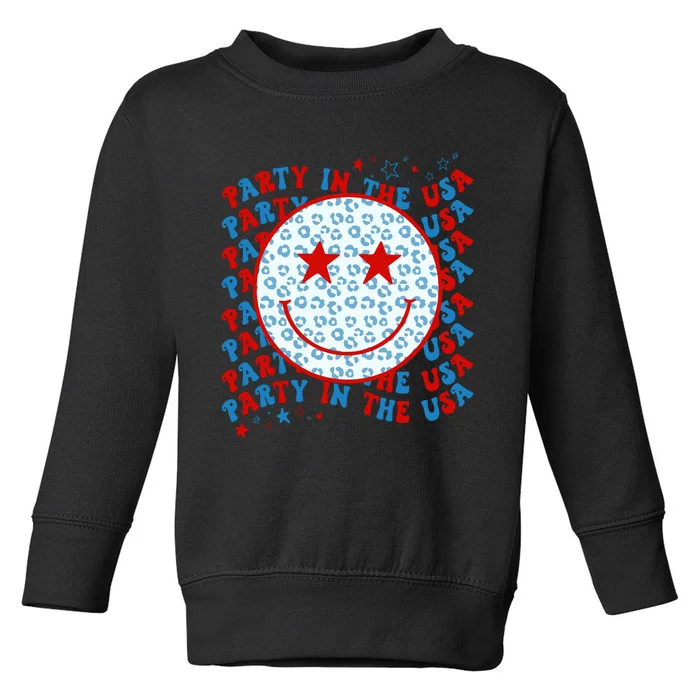 4th Of July Women Men Party In The USA Smiley Face Toddler Sweatshirt