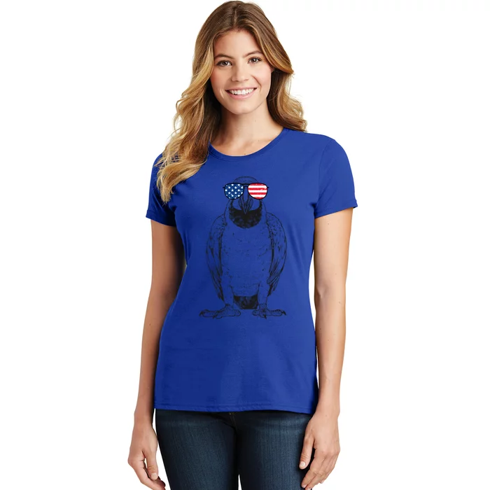 4th Of July Blue And Gold Macaw Patriotic Usa Sunglasses Gift Women's T-Shirt