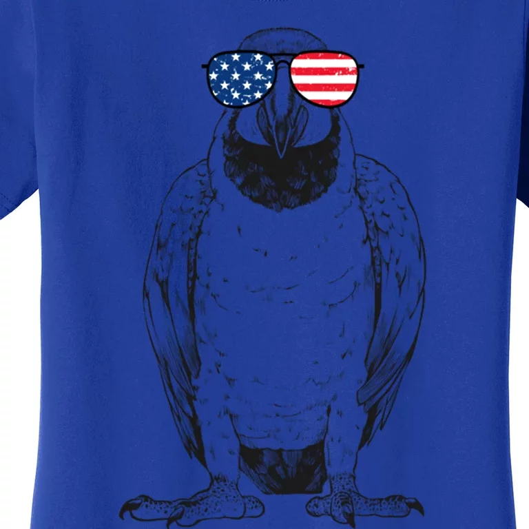 4th Of July Blue And Gold Macaw Patriotic Usa Sunglasses Gift Women's T-Shirt