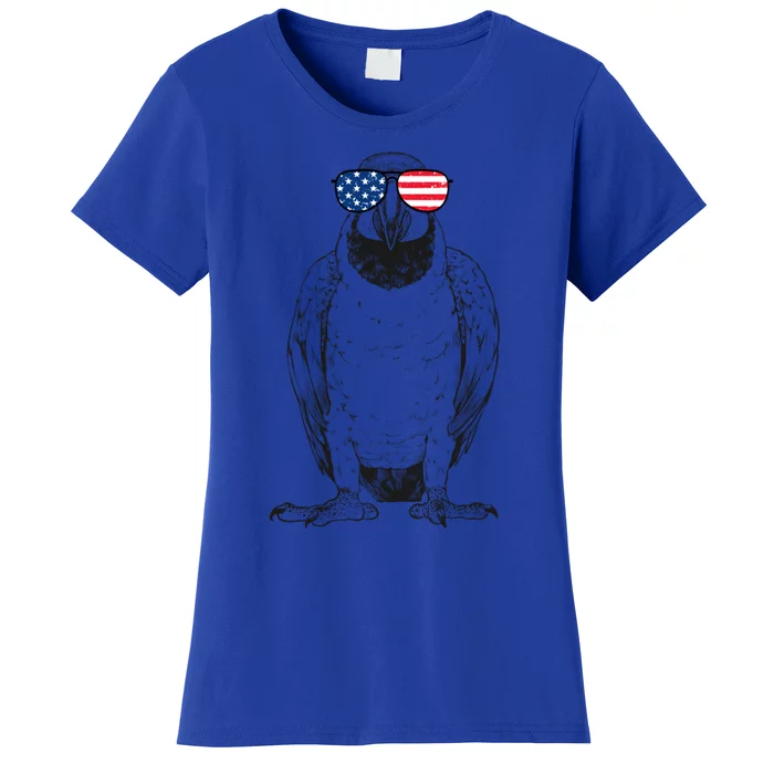 4th Of July Blue And Gold Macaw Patriotic Usa Sunglasses Gift Women's T-Shirt