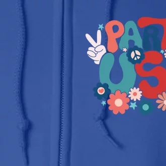 4th Of July Party Usa Flower Groovy Retro Gift Full Zip Hoodie