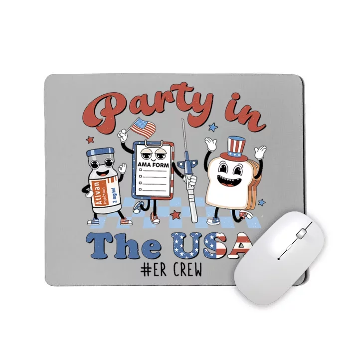 4th Of July ER Nurse Party In The USA Emergency Room Crew Mousepad