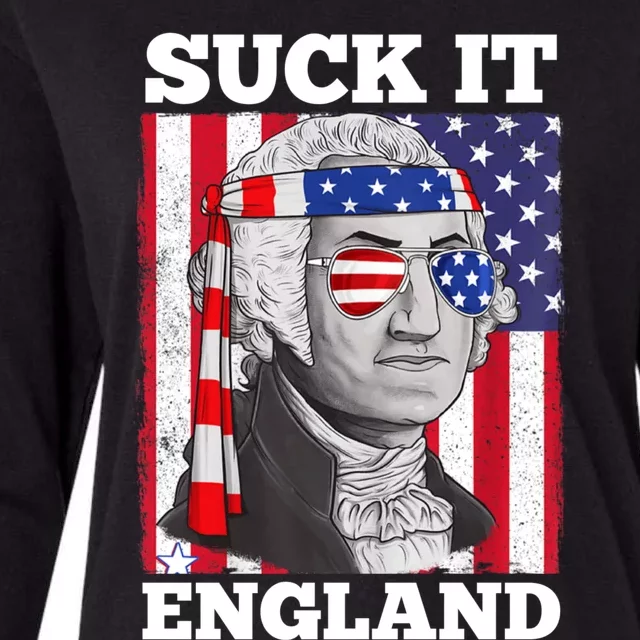 4th Of July Suck It England Washington In Patriotic Shade Womens Cotton Relaxed Long Sleeve T-Shirt