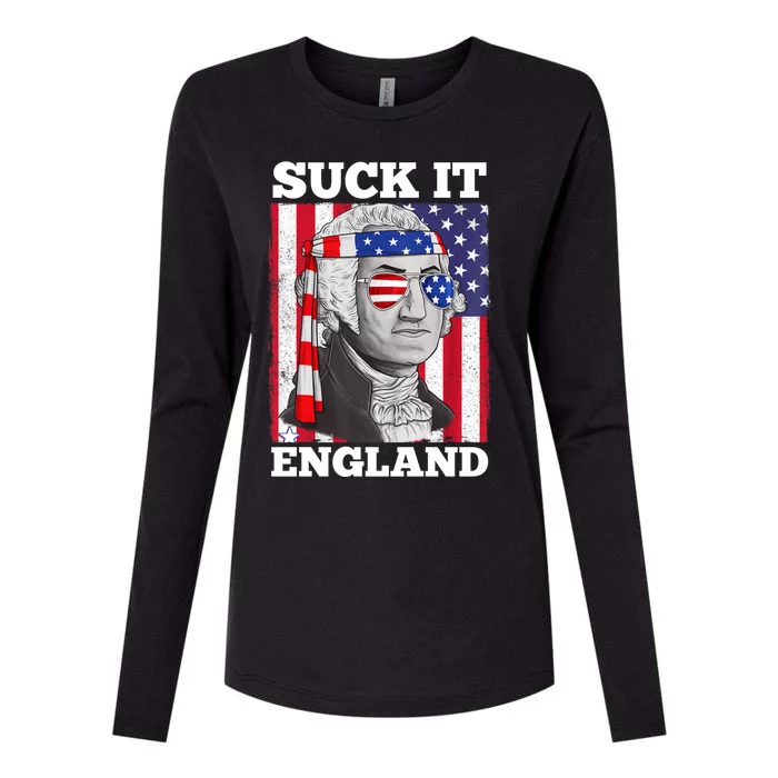 4th Of July Suck It England Washington In Patriotic Shade Womens Cotton Relaxed Long Sleeve T-Shirt