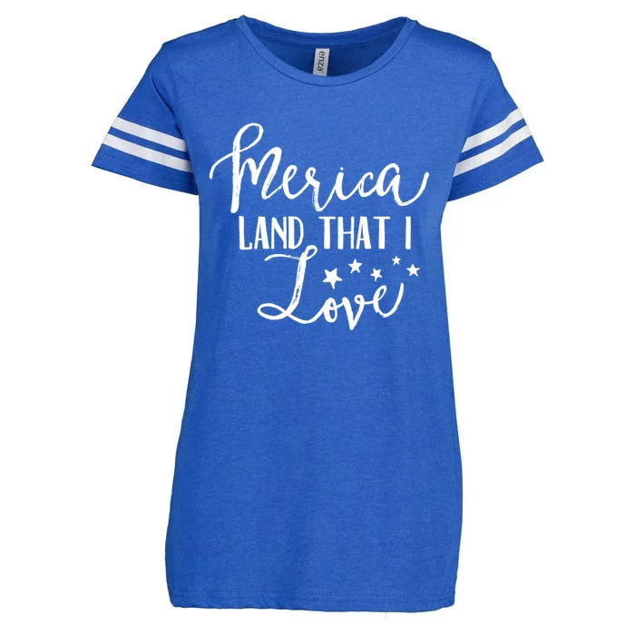 4th Of July Gift Merica Land That I Love Funny Gift Enza Ladies Jersey Football T-Shirt