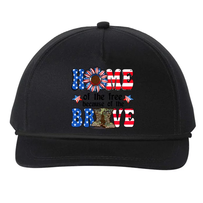 4th Of July Usa Flag Home Of The Free Because Of The Brave Gift Snapback Five-Panel Rope Hat