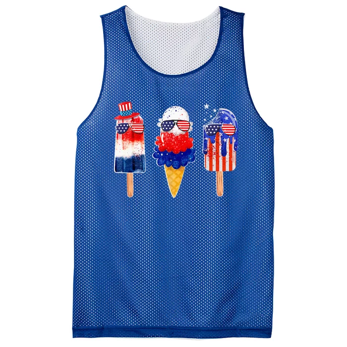 4th Of July Popsicle Red White Blue American Flag Mesh Reversible Basketball Jersey Tank