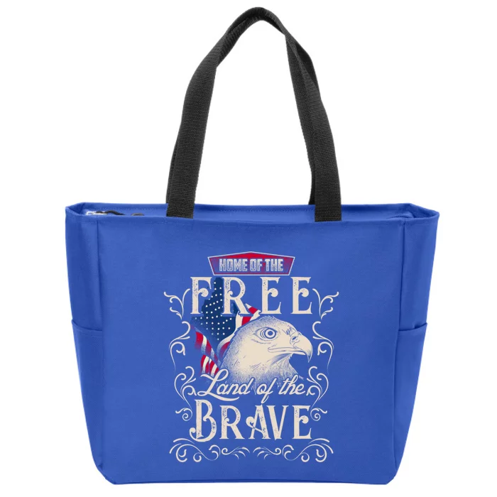 4th Of July Eagle American Flag Funny Gift Home Free Land Brave Zip Tote Bag