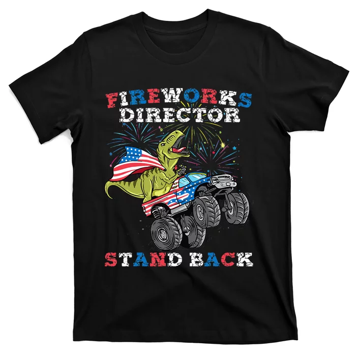 4th of July Fireworks Director T Rex Monster Truck T-Shirt