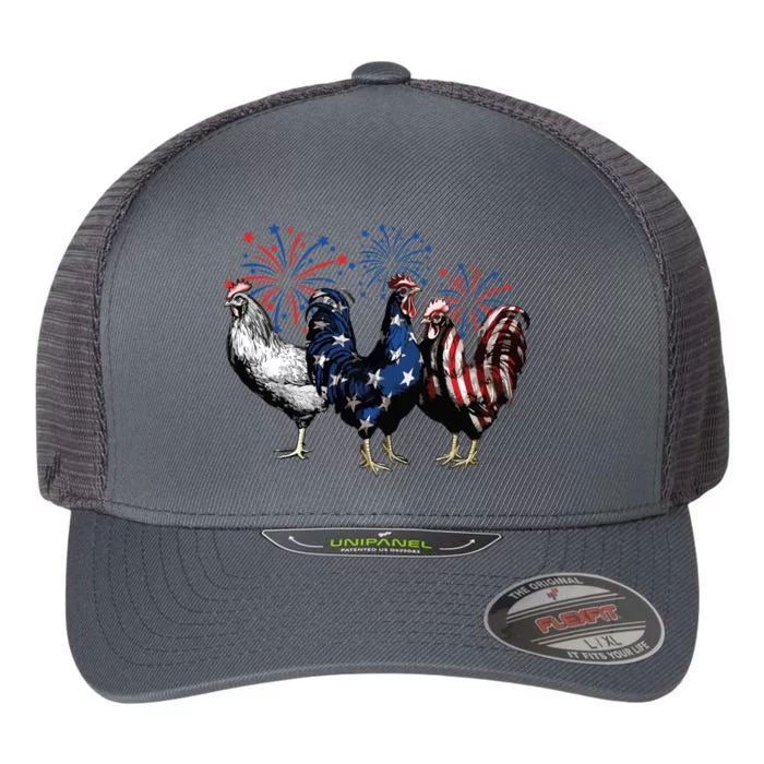 4th Of July Chicken Fourth Of July Patriotic Mom Flexfit Unipanel Trucker Cap