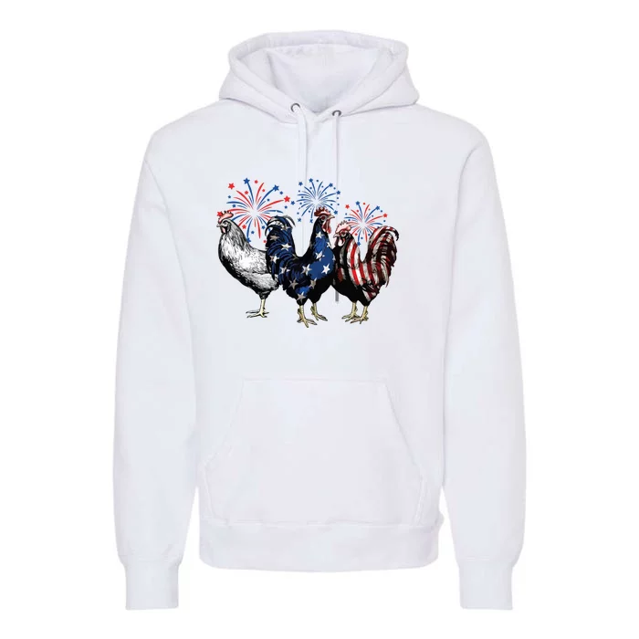 4th Of July Chicken Fourth Of July Patriotic Mom Premium Hoodie