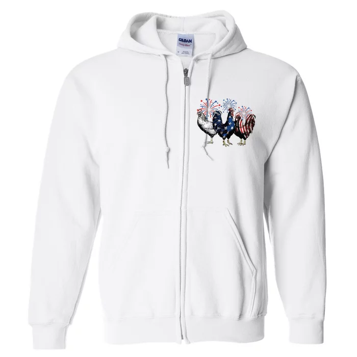 4th Of July Chicken Fourth Of July Patriotic Mom Full Zip Hoodie