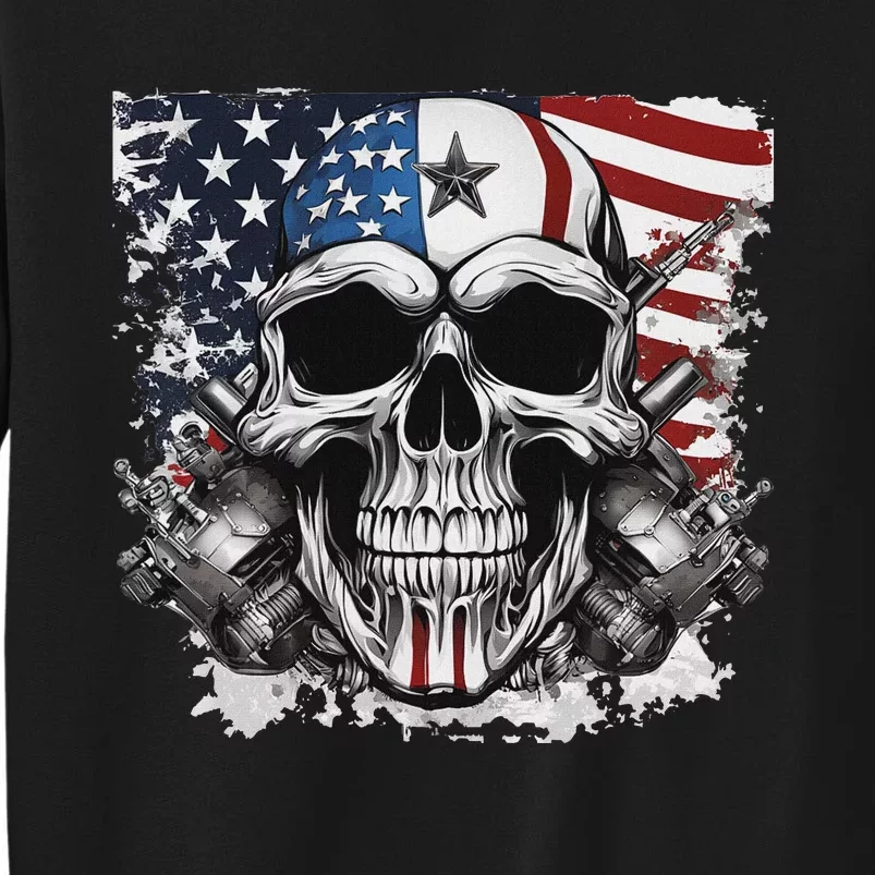 4th Of July For Women Rocker American Flag Skull Sweatshirt