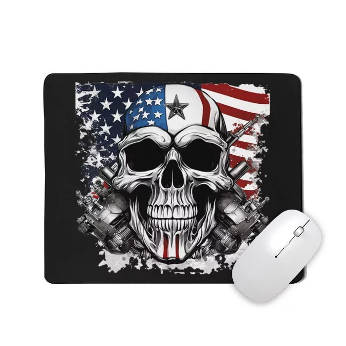 4th Of July For Women Rocker American Flag Skull Mousepad