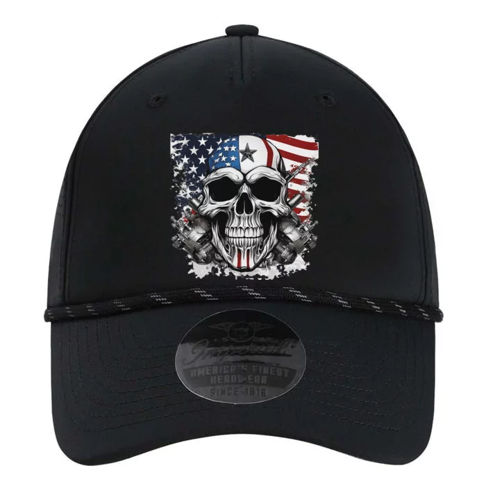 4th Of July For Women Rocker American Flag Skull Performance The Dyno Cap