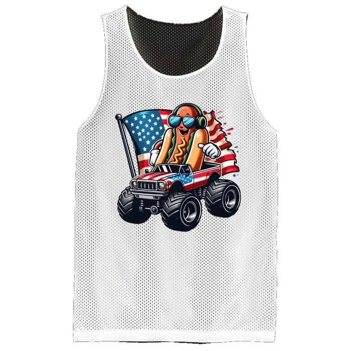 4th Of July Hot Dog Sunglasses Patriotic Monster Truck Boy Mesh Reversible Basketball Jersey Tank