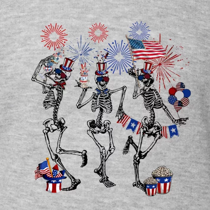 4th Of July Skellies Dancing Skeleton American Flag Great Gift Toddler Sweatshirt