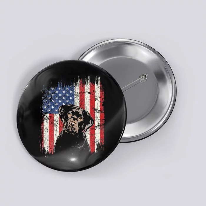 4th Of July Labrador American Flag Patriotic Chocolate Lab Button