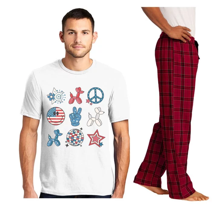 4th Of July Smiley Peace Freedom Independence Day Pajama Set