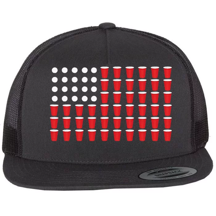 4th Of July Gift Beer Pong American Flag Drinking Flat Bill Trucker Hat