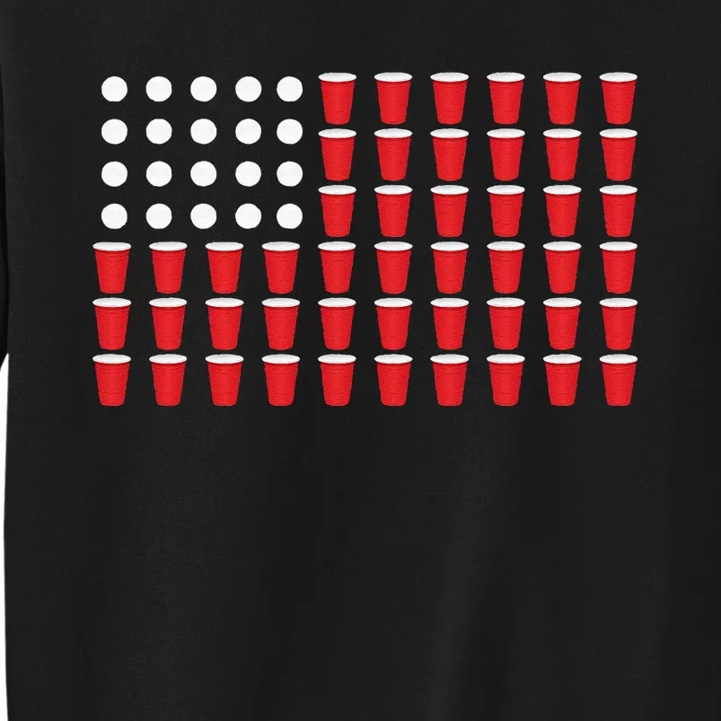 4th Of July Gift Beer Pong American Flag Drinking Tall Sweatshirt