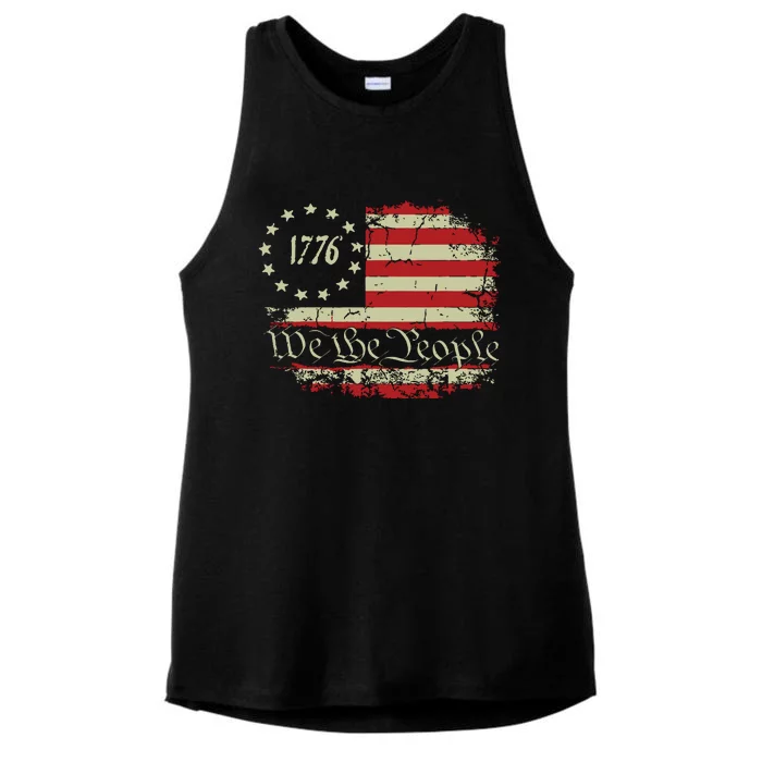 4th Of July Shirts We The People 1776 Usa Flag Ladies Tri-Blend Wicking Tank