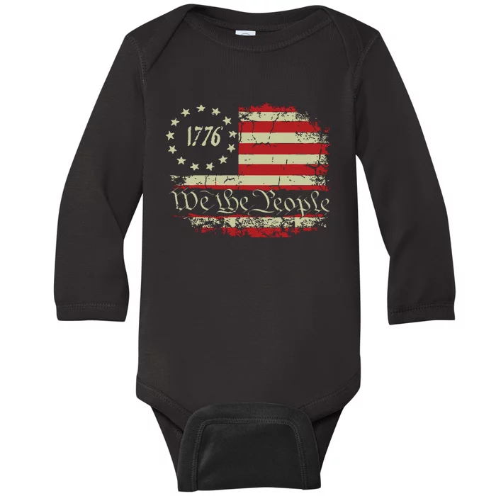 4th Of July Shirts We The People 1776 Usa Flag Baby Long Sleeve Bodysuit