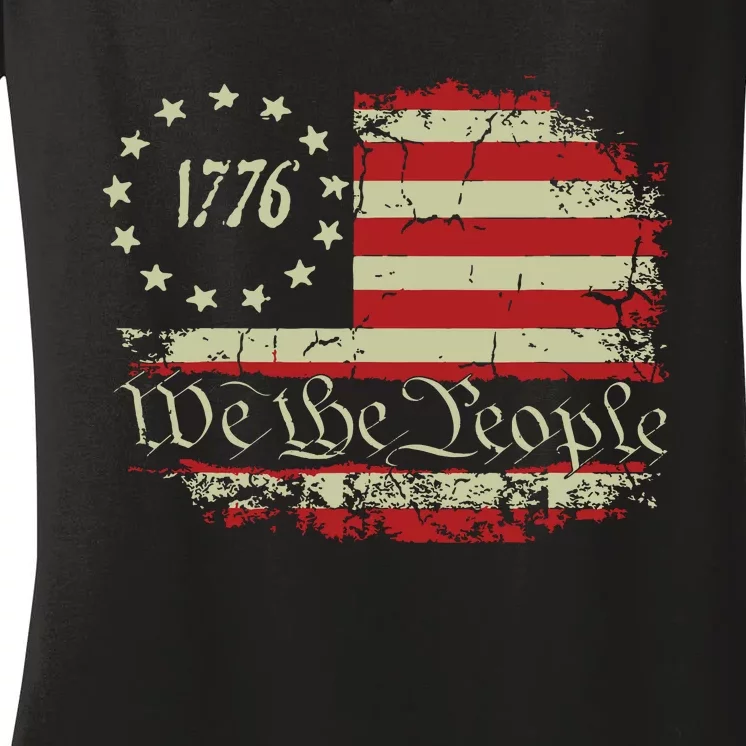 4th Of July Shirts We The People 1776 Usa Flag Women's V-Neck T-Shirt