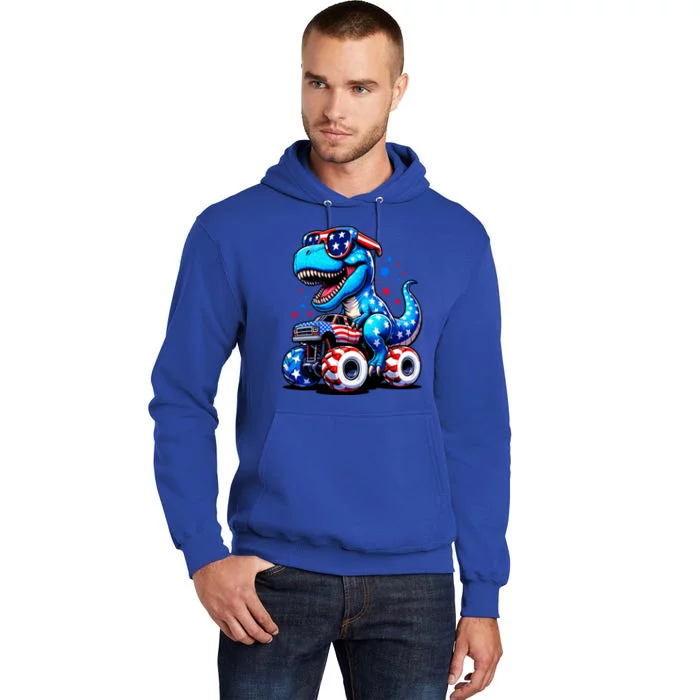 4th Of July Trex Riding Monster Truck Tall Hoodie