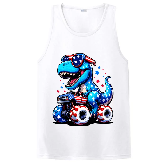 4th Of July Trex Riding Monster Truck Performance Tank